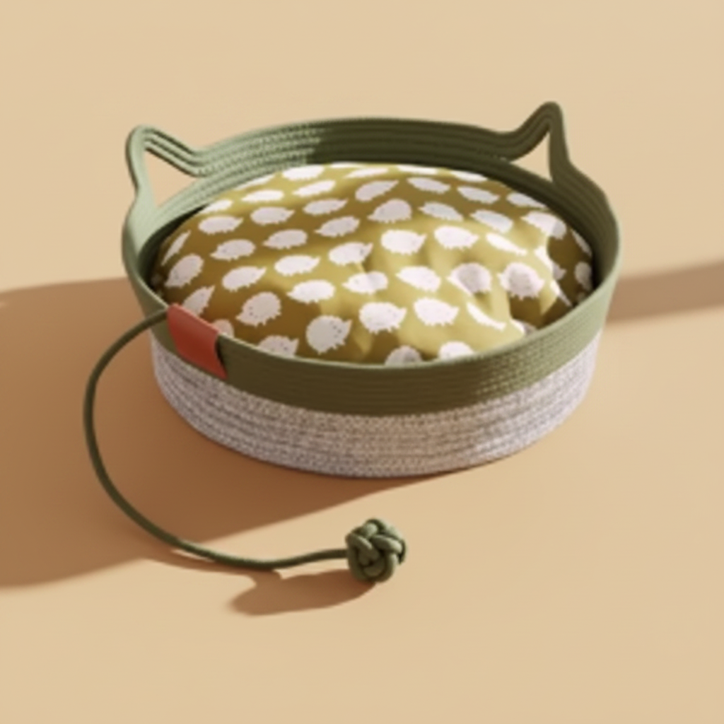 Cuccia rattan verde per gatti