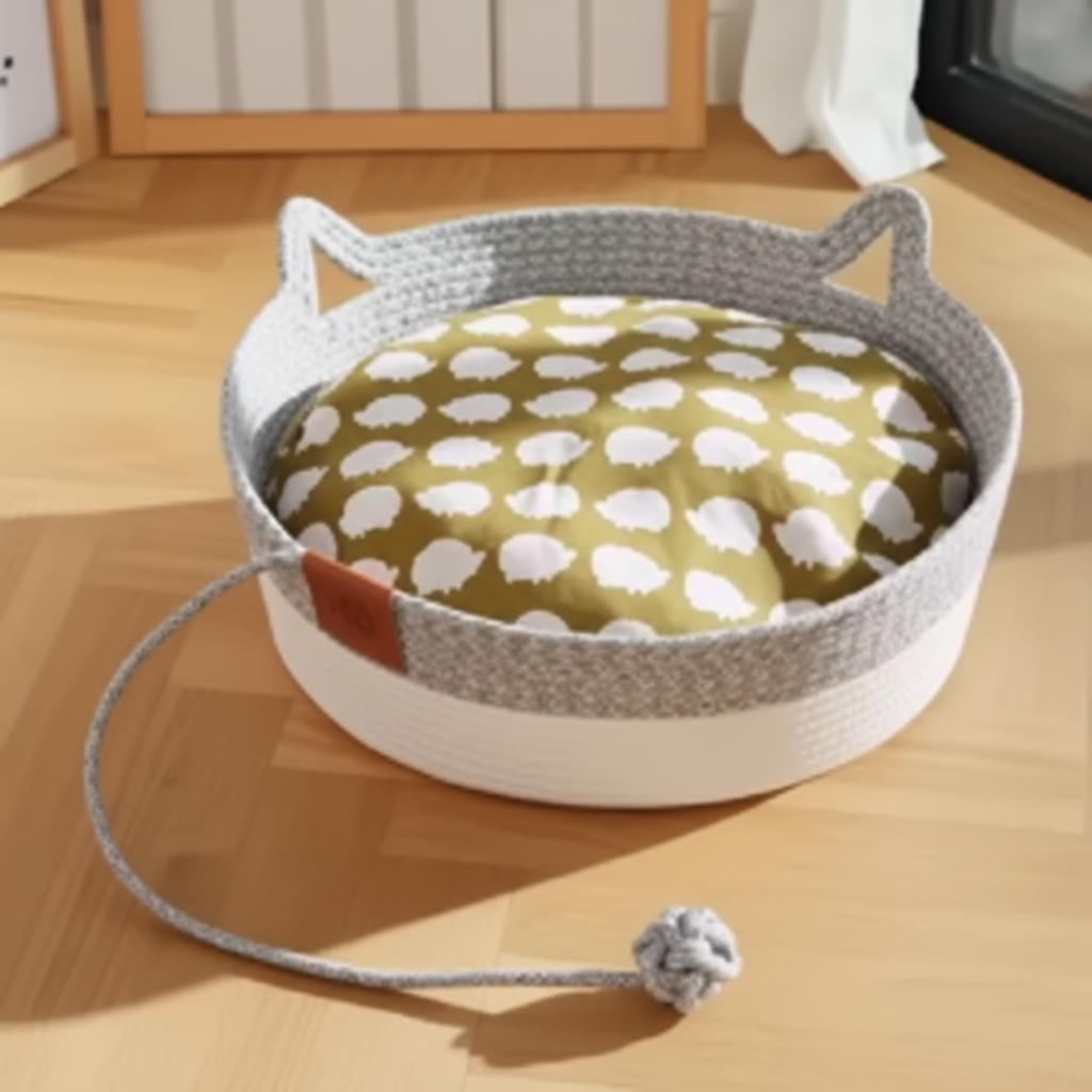 Cuccia rattan grigia per gatti