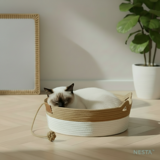 NESTA™️| Cuccia premium in rattan per gatti