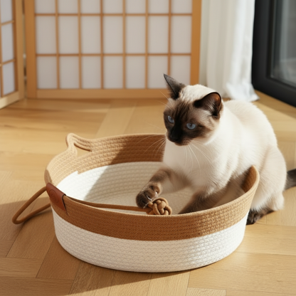 NESTA™️| Cuccia premium in rattan per gatti