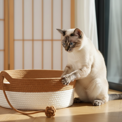 NESTA™️| Cuccia premium in rattan per gatti